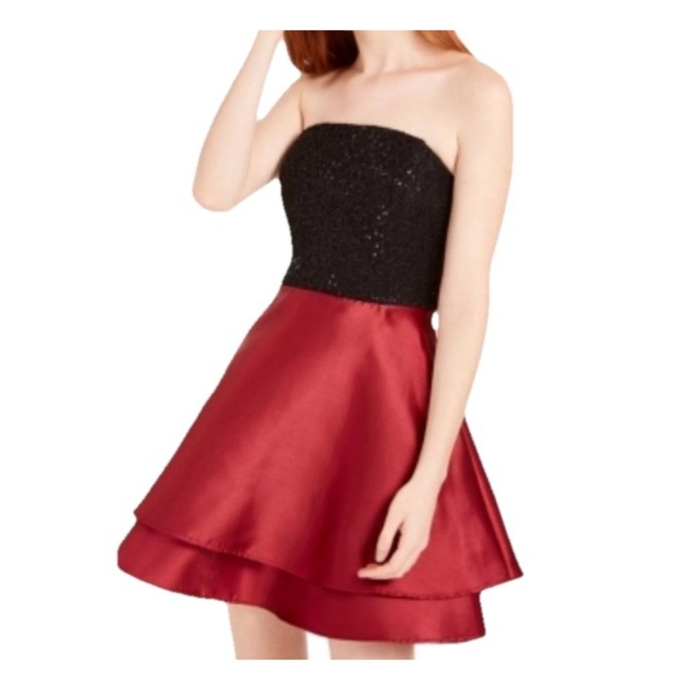Speechless Wine Black Strapless Party Dress Girls 7 Glitter Lace Satin Skirt NWT